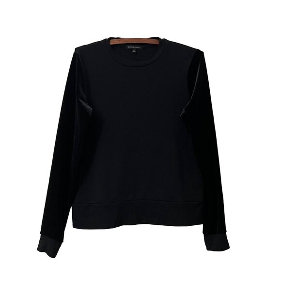 Beyond Yoga Black Velvet Sleeve Jersey Pullover Sweatshirt Womens Size XSmall - Picture 2 of 7